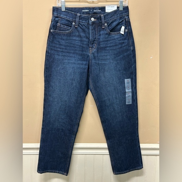 Old Navy High-Waisted  Button Fly Slouchy Straight Cropped Jeans Sz 2 NWT - Picture 1 of 6